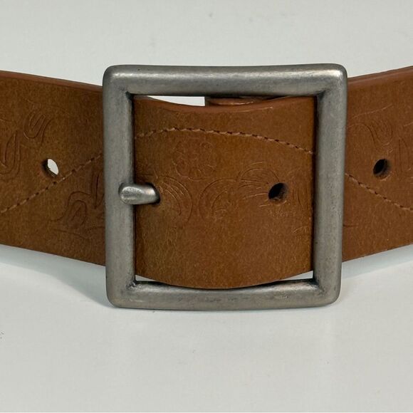 Vintage Y2K Nine & Co Embossed Brown Leather Belt XL - Picture 2 of 10
